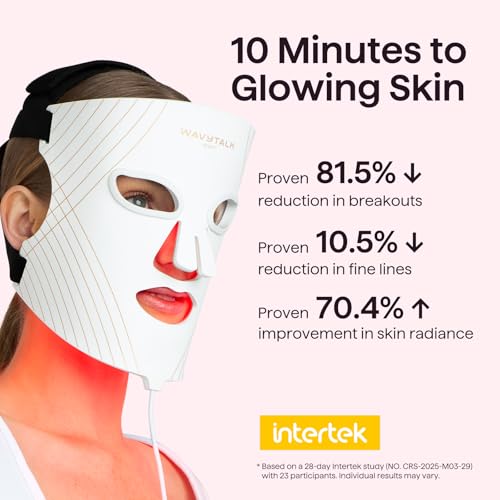 wavytalk Red Light Therapy Mask for Face, Glow Time LED Face Mask Light Therapy for Anti-Fine Line, Acne Treatment and S - Additional View