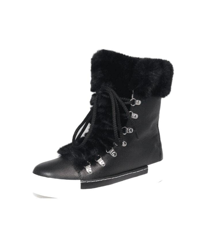 Cecelia New York Seymore Black White Snake Sneaker Fur Lace Up Fashion Boots