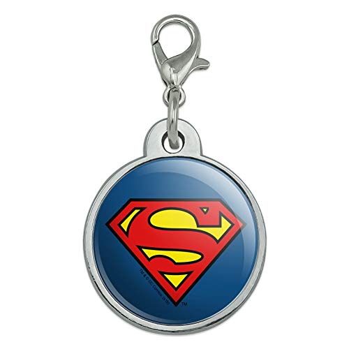 GRAPHICS & MORE Superman Classic S Shield Logo Chrome Plated Metal Pet Dog Cat ID Tag