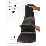 LUVME Invisible Clip in Hair Extensions, Yaki Straight Real Human Hair 16 Inch 2 Pack 220g 12pcs Clip ins Hair Extensions Natural Black for Women - Image 5