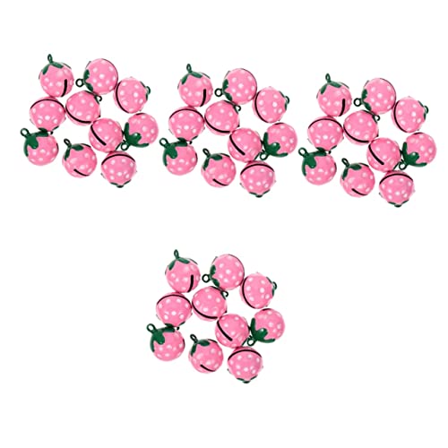 20 pcs Shaped Bells Cartoon Jingle Strawberry Pet Supplies Charms Necklace Accessories Pendants, 2x1.7cmx4pcs, Copper Faux Leather, copper No Gemstone