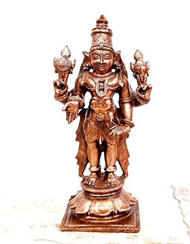 Image of Copper Idols India, 4.2 inches, Handmade Lord Venkateswara, 385 Grams, Patina Antique Finish, Pack of 1 Piece
