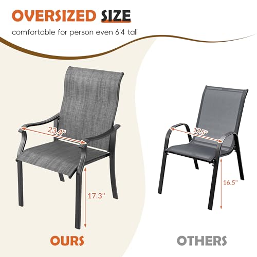 Image of UDPATIO Outdoor Dining Chairs Set of 4, Textilene High Back Patio Chairs | High Back Patio Chairs, All Weather Breathable Textilene Patio Dining Chairs, Heavy Duty Patio Chair for Backyard, Dark Grey
