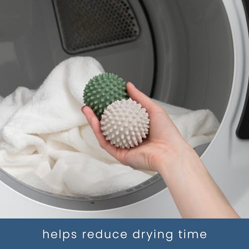 S&T INC. Reusable Plastic Dryer Balls, Fabric Softener for Laundry, Sage and Grey, 2.5 in, 6 Pack