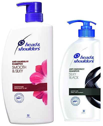 Head & Shoulders Smooth and Silky Anti Dandruff Shampoo, 1L and Head & Shoulders Silky Black Anti Dandruff Shampoo 650 ML