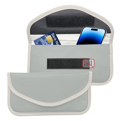 HABNVUON 2PCS Faraday Bags for Phone and Car Keys, Faraday Pouch, Keyless Entry RFlD Signal Blocking Bag, Anti-Theft Shielding Case Blocker for Cell Phone Privacy Card Protection (Silver)