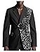 Men's Leopard Serge Patchwork Jacket Fuzzy Warm Blazer Fashion Two Tone Man Coat for Casual Outings