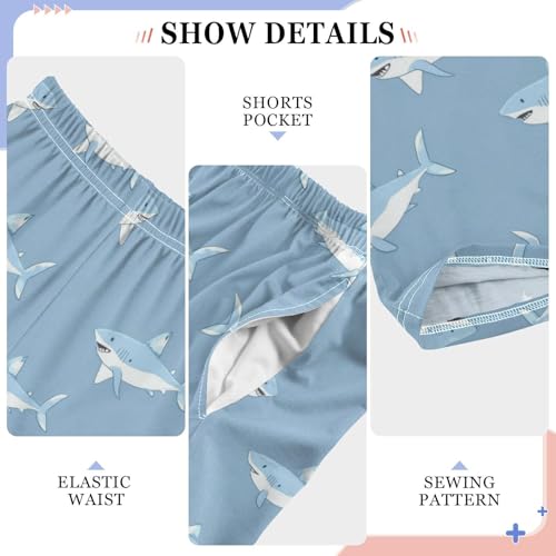 Pajama Bottoms, Pajamas Long Pant Sharks Lounge Wear Casual Cartoon Blue Sleep Pants Soft Pjs Sleepwear4