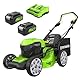 Greenworks 48V (2x24V) Selbstfahrender Akku Rasenmäher für große Flächen bis zu 480m², 46cm Schnittbreite, 55L Sack PLUS zwei 4Ah-Akkus und Doppelladegerät GD24X2LM46SPK4X