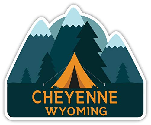 Cheyenne Wyoming Souvenir 4 Inch Vinyl Decal Sticker Camping Tent Design