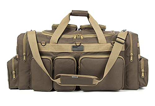 K-Cliffs Tactical Range Duffel Heavy Duty Large Gear Duffle Durable Quality Travel Sports Gym Equipment Bag Military Molle with Lockable Zippers with US Flag Patch 33 Inch Khaki4