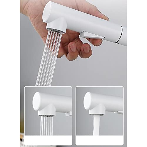 Robinet de cuisine extractible double mode : mitigeur orientable blanc en acier pour évier moderne - 6