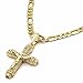 Men's 14k Gold Plated High Fashion Cross "012" Pendant 5mm 24" Inch Figaro chain nn