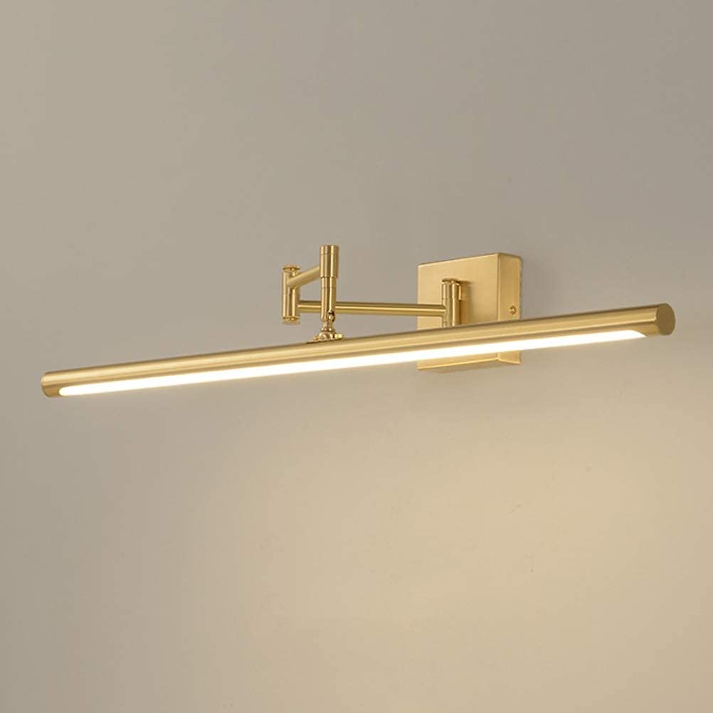 Lampy ścienne, oświetlenie lustrzane LED do łazienki, skalowalna składana mosiężna lampa lustrzana, światło do makijażu lustra, toaletka, sypialnia, kinkiet ścienny/szer. 70 cm/26 W (kolor: