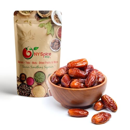 NY Spice Shop Tunisian Pitted Dates - 1 Pound Natural Dried Sweet and Delicious Fresh Fruit - Nutritious Healthy Pitted Dates Snack for Toppings, Desserts, Smoothies and Energy Bars