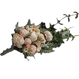 Aawsome Hochzeitsblumen, Wasserfall-Stil, rustikaler künstlicher Pfingstrosen, Brautstrauß, gefälschte Pflanzen, Requisiten mit Kunstperlen, hält Blumenzubehör für Geburtstag, Hochzeit, Party