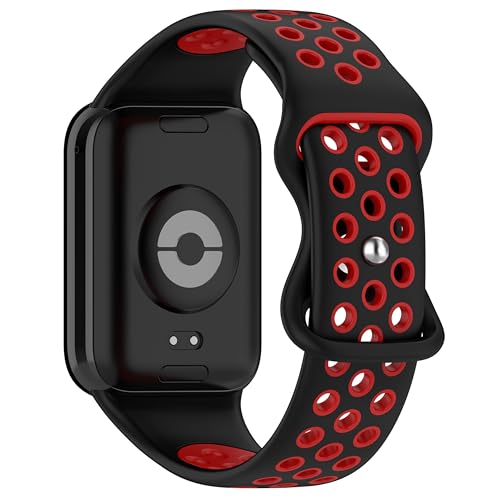CZhkg Silicona Repuesto Brazalete para Redmi Watch 6 Strap, Deportiva Pulseras Band Correa de Reloj Correa Ajustable Wristband para Redmi Watch 6/Xiaomi Mi Band 9 Pro (rojo negro)