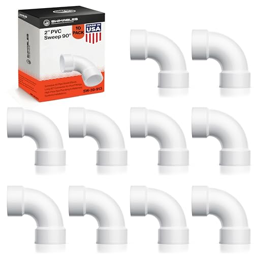 Swimables 2 Inch PVC Sweep 90 - Long Elbow Connector, Schedule 40 10 PVC Sweep 90 Degree Elbow, High-Flow Pipe Elbows Fitting, Compatible with Spa Plumbing & Waterway Installations (10 Packs)