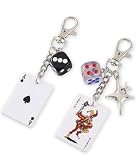 Yrrue Playing Card Dice Keychain Charm - Ace of Spades & Joker with Dice Charms - Cool Novelty Accessory for Backpacks, Car Keys, and Bags