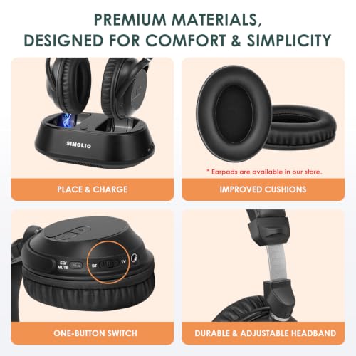 SIMOLIO TV Headphones Wireless for Seniors with Bluetooth Capability by SIMOLIO - Used condition - Image 5