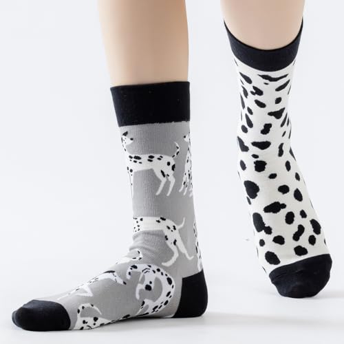 Image of 2 Pairs Cartoon Animal Crew Socks Fun Cotton Mid Calf Socks for Women