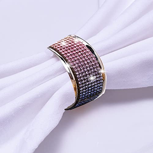 Diamond Napkin Rings Set Of 6 - Gold Napkin Ring Bling Rhinestone Table Decorations For Wedding Banquet Bridal Shower Christmas Dinner Holiday Party Blue #TOP1