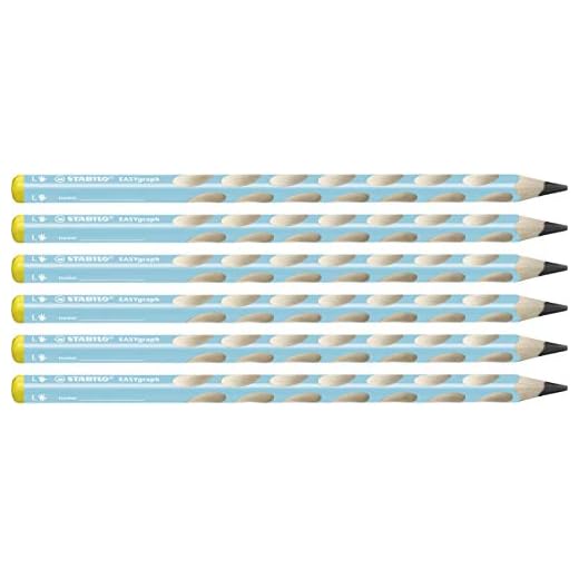 Ergonomischer Dreikant-Bleistift für Linkshänder - STABILO EASYgraph in blau - 6er Pack - Härtegrad HB