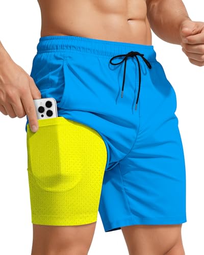 7 Inch Men Swim Trunks Compression Liner Quick Dry Swimwear Bikini Swimsuit Bathing Suit Water Beach Shorts Florida Voyages Nassau Cosaster Trip Traje Baño para Ropa De Playa Hombre