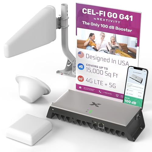 CEL-FI GO G41 | Mobile Phone Signal Booster for Home | 4G 5G EE Three O2 and Vodafone | Up to 15 000 Sq Ft Coverage | 100 dB Cell Phone Signal Booster | Ofcom Approved | 1 Antenna Kit