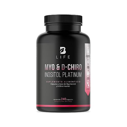 Myo y D-Chiro Inositol Ratio 40:1 con 500 mg de 240 Cápsulas. Ingredientes Naturales. Myo & D-Chiro Inositol Platinum B Life.