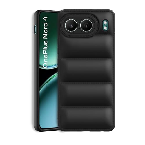 Image of Amazon Brand - Solimo Rubber Puffer Case Camera Protection Soft Back Cover for OnePlus Nord 4 - Black