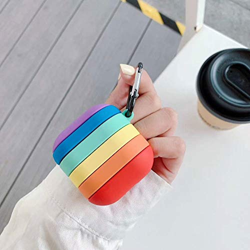 Airpods Cover Compatible With Airpods 2 And 1 Dream Bright Colorful Rainbow Carrying Case Clear Soft Silicone Shockproof Durable Frame Stylish Earphone Protective Skin With Keychain/Strap/Earhooks #TOP4