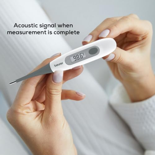 Image of Beurer German Engineering FT 12 Digital Flexi Thermometer for Fever Measurement | Fast & Accurate measurement in C & F | 100% Waterproof Design | For Oral, Underarm & Rectal Use | Fever Measurement in C & F, 100% Waterproof Design, For Oral, Underarm & Rectal Use, For Adults & Babies