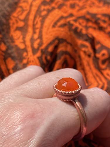 Carnelian Ring Rose Gold Carnelian Ring 14K Gold Ring Orange Rose Gold Ring Large Natural Gemstone Ring Orange Statement Rings For Women Gold Plated Ring With Big Stone Handmade Gem Stone Rings Gift #TOP1