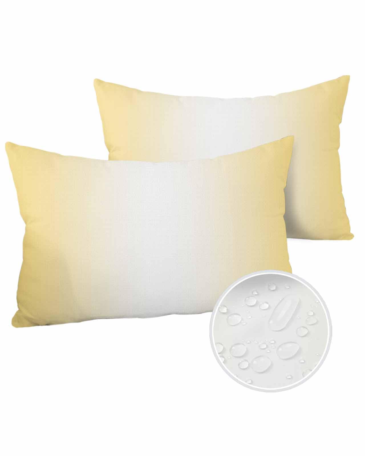 Lemon Yellow White Ombre Outdoor Pillow Covers Waterproof, All Weather Cushion Case Set of 2, Modern Abstract Gradient Color Art Lumbar Pillowcase for Sofa Couch Bed Decor Patio Furniture 20