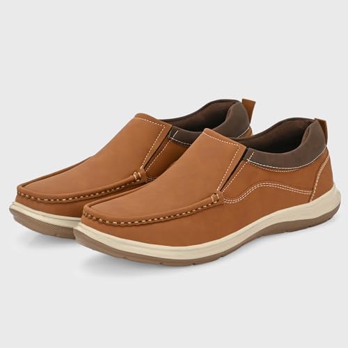 Image of Centrino Slip On Shoes for Man | Loafers for Men Stylish | Soft Cushioned Insole | Lightweight Comfortable Moccasins | Hand-Stitched Design | Casual Mens Loafer Shoes for All-Day Comfort (9785)