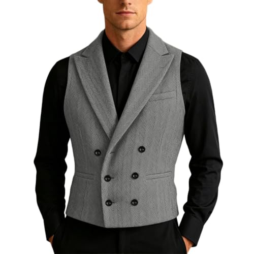 Generisch Men's quilted vest, traditional vest for men, black fishing vest, gray, 3XL