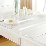 SPORWAY Schreibtischunterlage Transparent, 80x40cm PVC Tischunterlage Runde Schreibtischmatte, Wasserdichte Schreibtischunterlage Abwischbar Laptop Schreibtischunterlage für Büro Zuhause Schule
