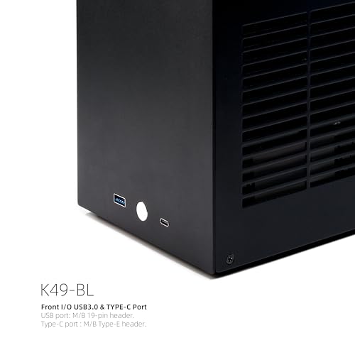 Gabinete Mini ITX SGPC K49BL de 8.3 L, Chasis SFF Portátil para Gaming, Edición Estándar Negra, con Soporte para GPU de 300 mm, Refrigerador CPU de 69 mm, Fuente SFX y Paneles Ventilados miniatura 4