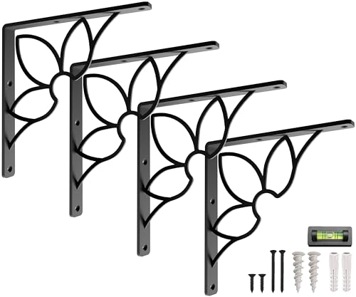 L Brackets for Shelves by Balin Designs for 8 inch -10 Flower Style Shelves – Heavy Duty Decorative Shelf Brackets - Antique Rustic Farmhouse Mantel Shelf Bracket - Included Hardware - Set of 4 by Balin Designs - Used condition - US$54.14