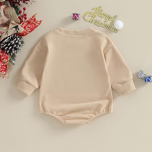 ZAXARRA Newborn Baby My First Christmas Outfit Girl Boy Christmas Clothes Cute Santa Sweatshirt Bubble Romper for Fall Winter4