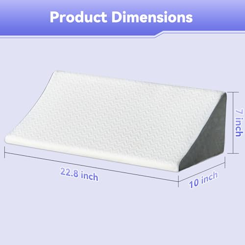 Image of Vekkia Wedge Pillow for Side Sleeping, Ergonomic Back Support Pillow with High-Density Foam for Pregnancy Support, Back Pain, Preventing Bedsores, Surgery Recovery, Removable Cover, White /Gray