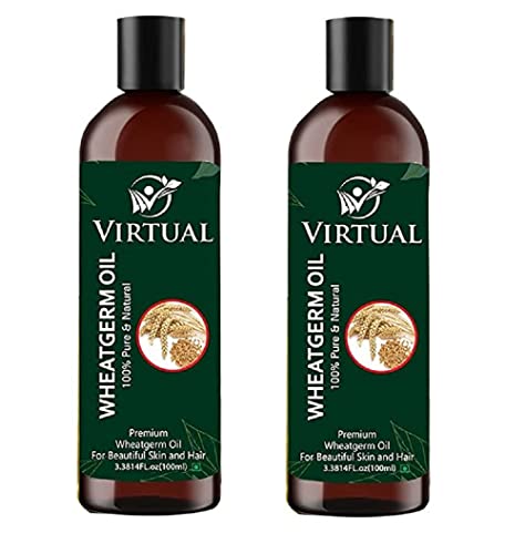 Image of VIRTUAL Pure Wheat Germ Essential Oil For Stronger Hair, Body Skin Care, Moisturizing Dry Skin, Eyelash & Nails Cold Pressed Oil With No Mineral & Silicones