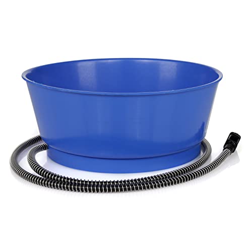 Farm Innovators 1.5 Gallon 60 Watt Outdoor Electric Powered Heated Pet Water Bowl with Thermostatic Control and Anti Chew Cord Protector, Blue