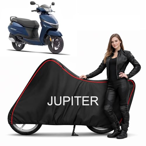 Image of Dustproof Scooty Cover Compatible with TVS Jupiter 110CC, 125 CC (All Models) | Heavy Duty | Dustproof, UV Resistant, Heat Protection | Elastic Bottom Grip