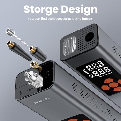 NEXPOW Compressor de ar portátil com inflador automático, bomba de ar de carro sem fio de 150 PSI co