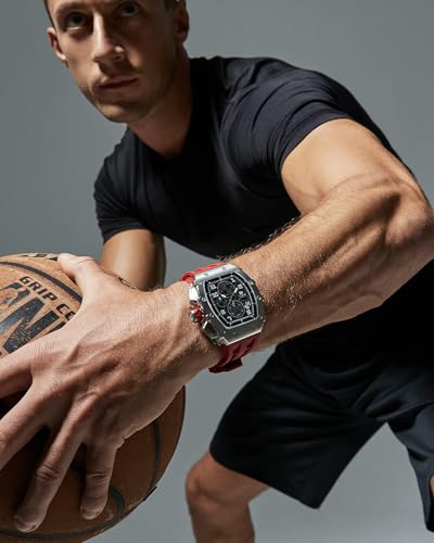 Image of TSAR BOMBA Men's Luxury Quartz Watch, Luminous Dial 5ATM Water Resistance Silicone Strap Men's Wristwatch Ideal Gift for Men