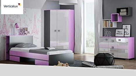Un juego de 4 muebles infantiles: brillo tricolor con cama. Consigue una habitación de sueño para tu hijo...