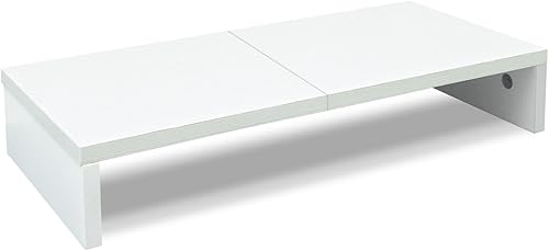 Miniatura 18 de TEAMIX Elevador de monitor rosa de 20 pulgadas, soporte de monitor de madera para escritorio, resistente elevador de