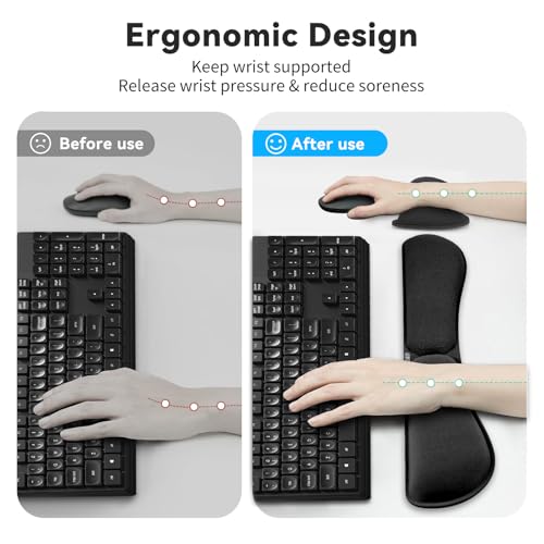 Image of ZIBLY Keyboard Wrist Rest - Anti-Skid Non Slip Ergonomic Wrist Support for Keyboard - Easy Typing, Pain Relief - Wrist Rest Keyboard Premium Memory Foam for Work from Home Gaming Computer Laptop